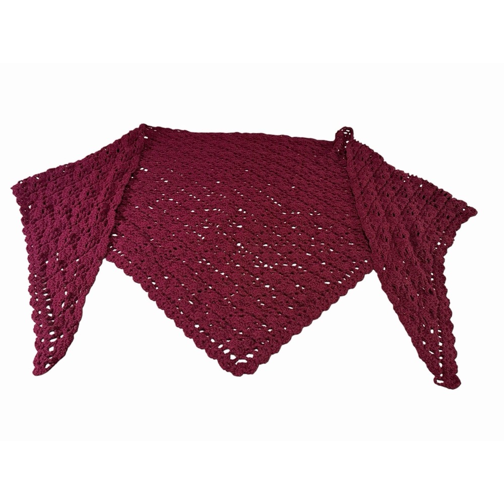 Handmade Crochet Shawl Wrap women triangle HEARTS larger size